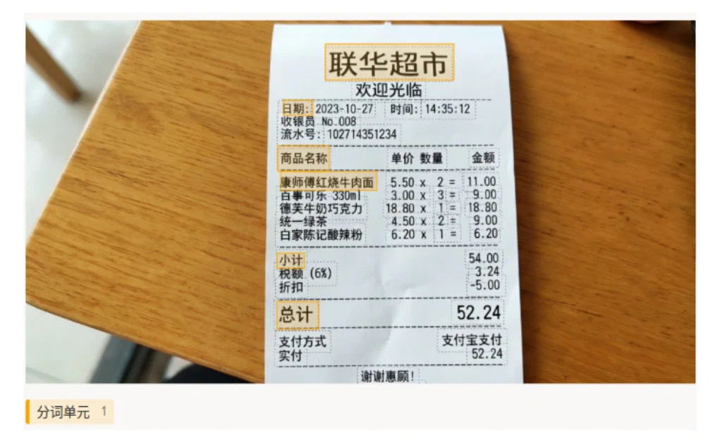 OCR 发票预命名实体模板预览