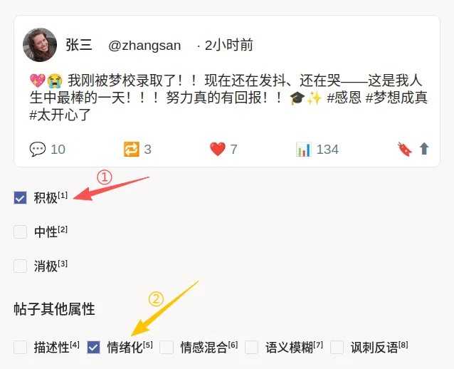 两级情感分析标注示例